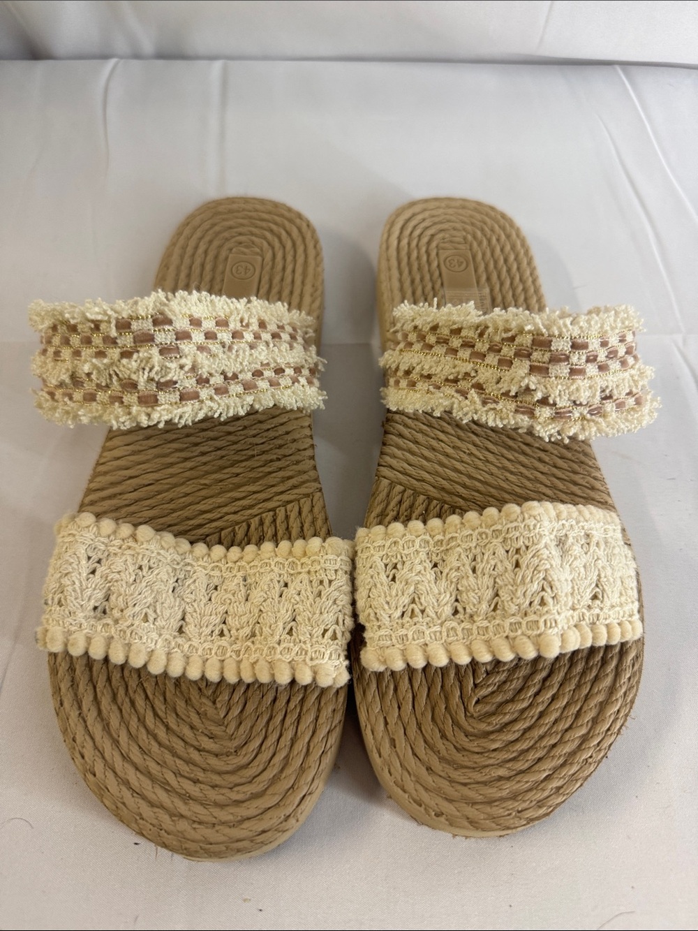 Women’s Cream Crochet Double-Band Slide Sandals